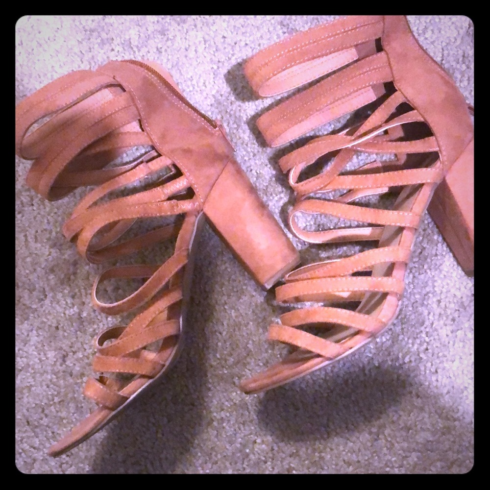 Pink strappy heels